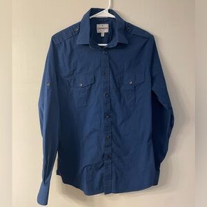 Express Mens Medium Blue Fitted Long Sleeve Button Down